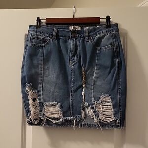 YMI Blue Mini Pencil Skirt Casual